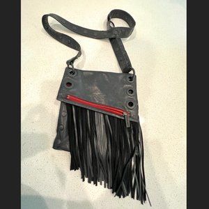 Hammitt Roxbury Crossbody Fringe Black with Red Zippers